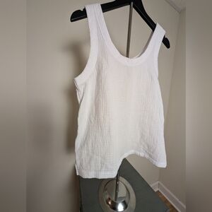 Haven Women's Comfy Relaxed Cropped Cotton White Sleeveless Top Size M